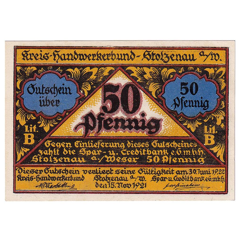 Geldschein, Deutschland, Stolzenau, 50 Pfennig, couturier 1922, UNZ- Mehl:1277.1