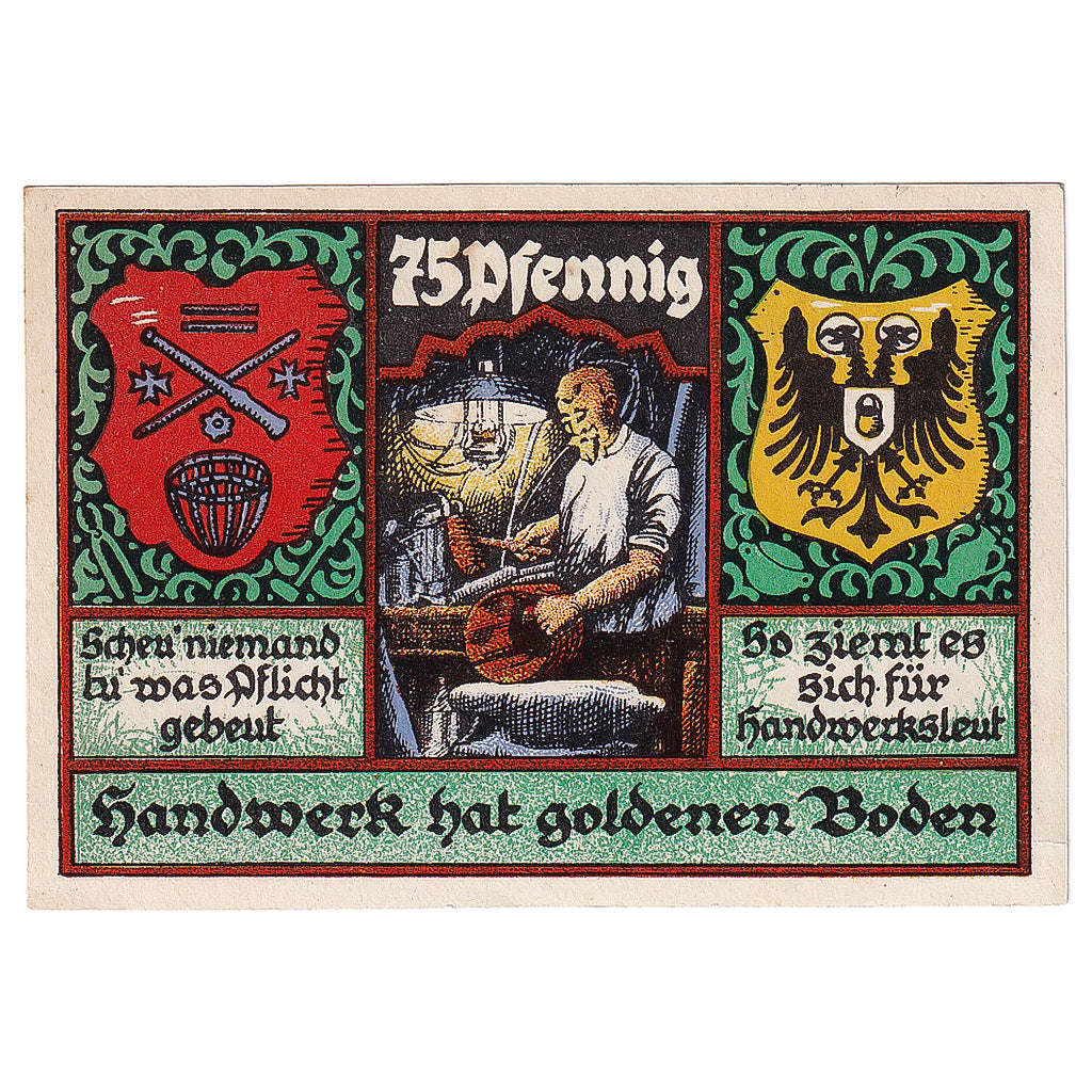 Geldschein, Deutschland, Stolzenau, 75 Pfennig, personnage 1922 UNZ- Mehl:1277.1