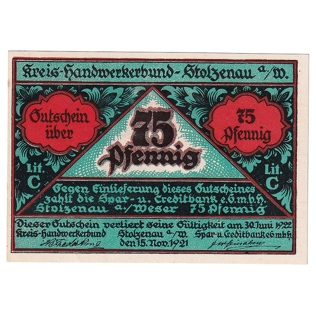 Geldschein, Deutschland, Stolzenau, 10 Pfennig menuisier, 1922, UNZ- Mehl:1277.1