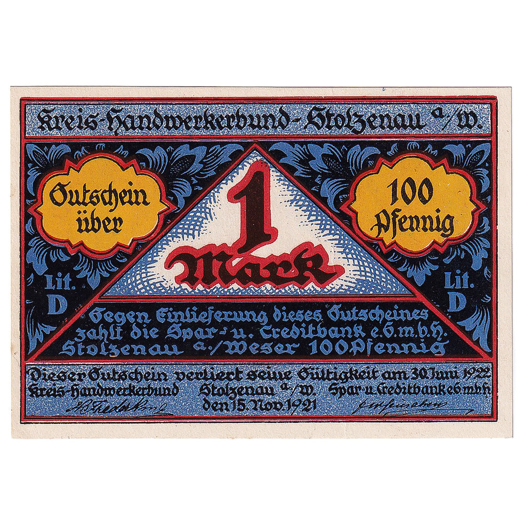 Geldschein, Deutschland, Stolzenau, 1 Mark, boulanger, 1922, UNZ-, Mehl:1277.1