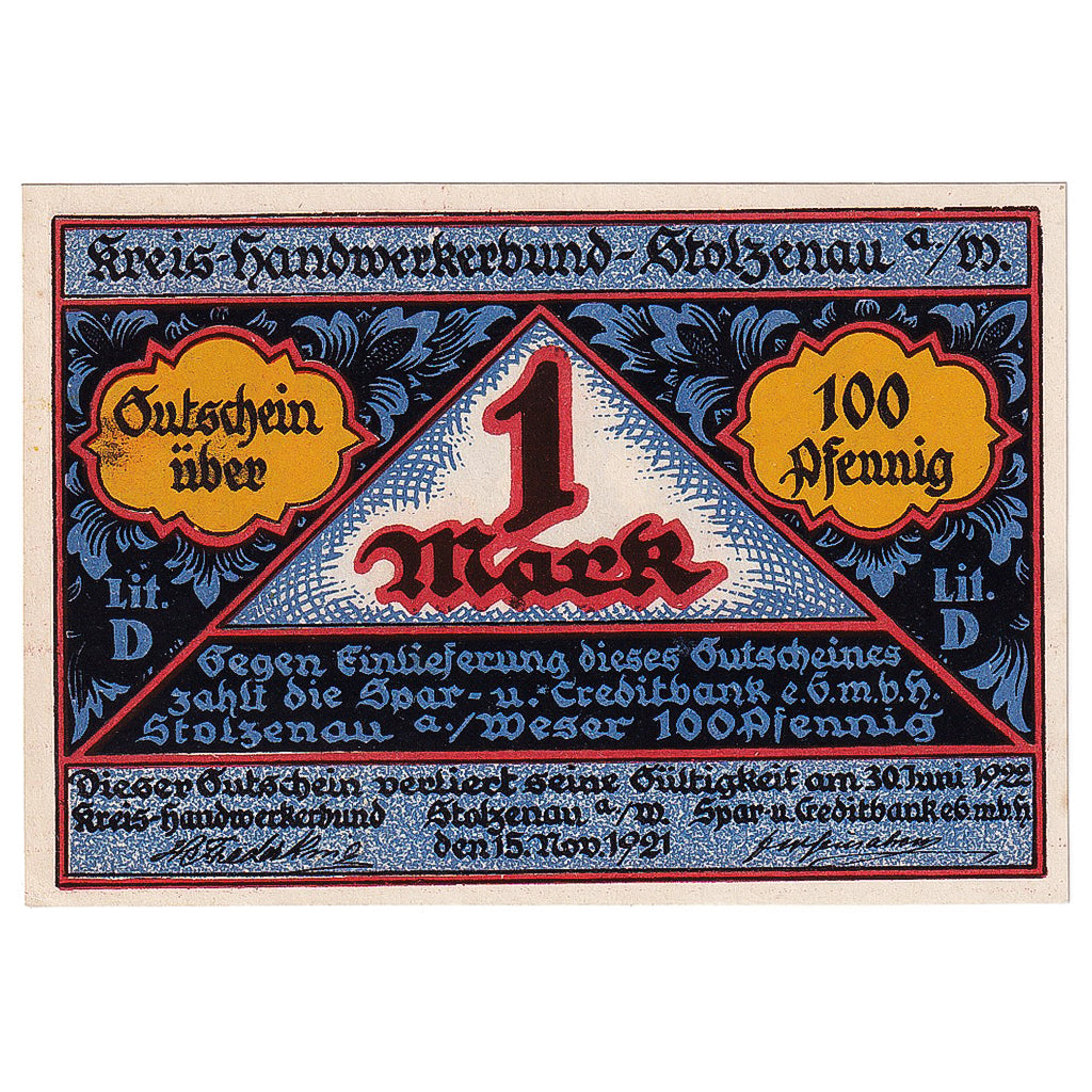 Geldschein, Deutschland, Stolzenau, 1 Mark, forgeron, 1922, UNZ-, Mehl:1277.1