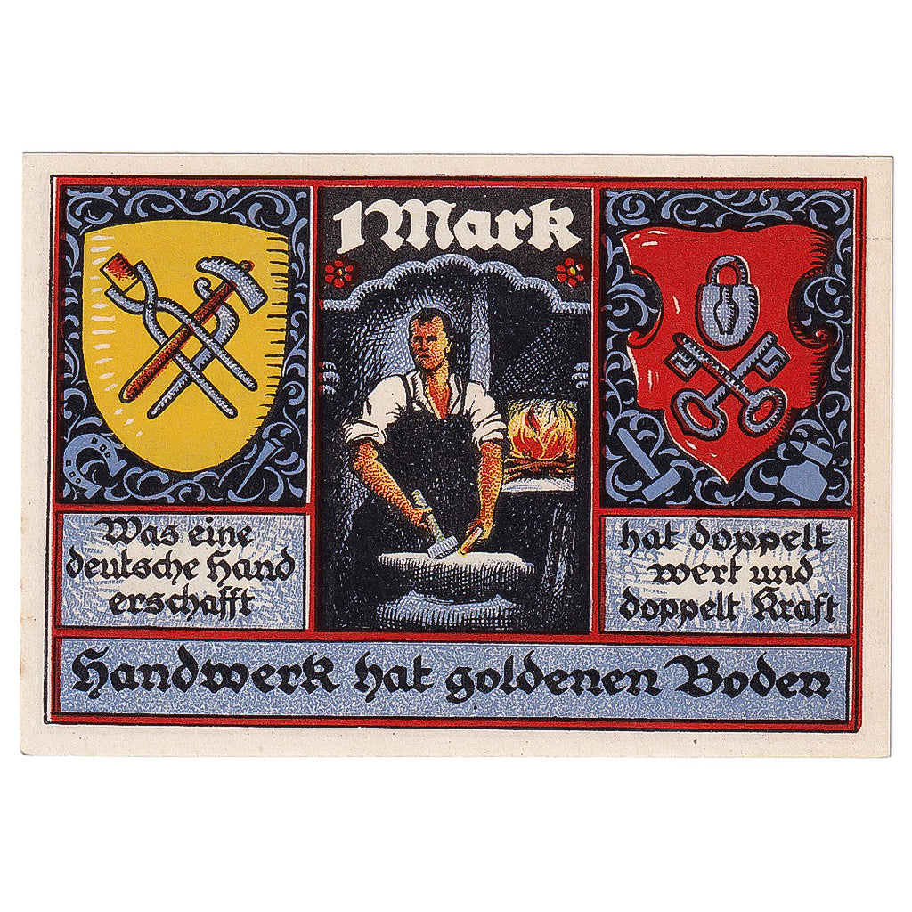 Geldschein, Deutschland, Stolzenau, 1 Mark, forgeron, 1922, UNZ-, Mehl:1277.1
