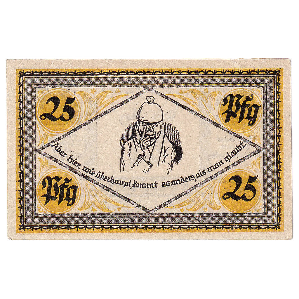 Geldschein, Deutschland, Stolzenau, 25 Pfennig, portrait 1921 UNZ- Mehl:1276.1a