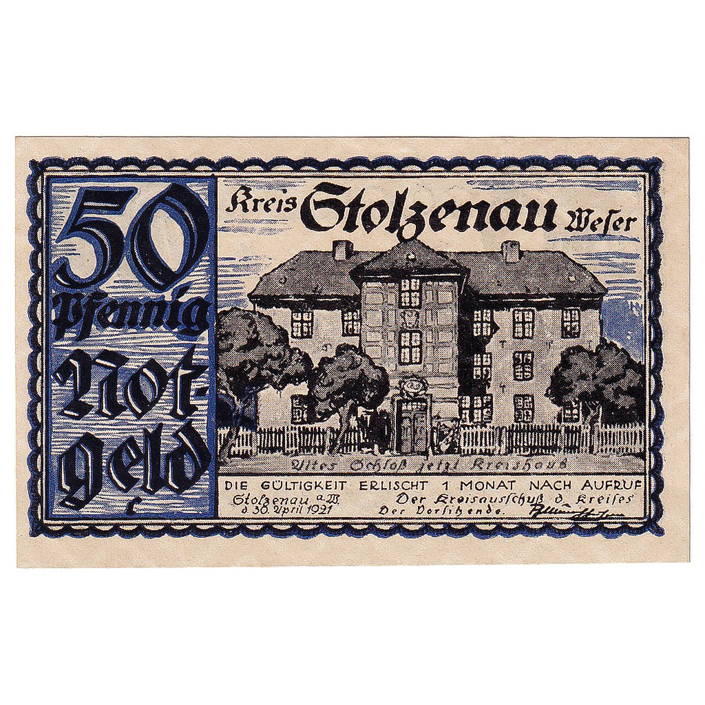 Banconote, Germania, Stolzenau, 50 Pfennig, manoir, 1921 SPL Mehl:1276.1a