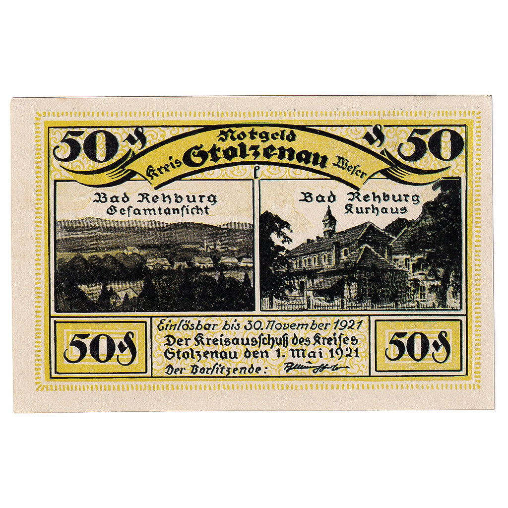 Banknot, Niemcy, Stolzenau, 50 Pfennig, Eglise 1921-11-30, UNC(63) Mehl:1276.2