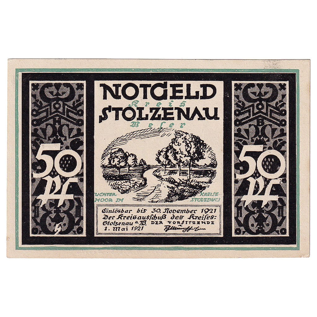 Banconote, Germania, Stolzenau, 50 Pfennig, paysage, 1921 SPL Mehl:1276.2