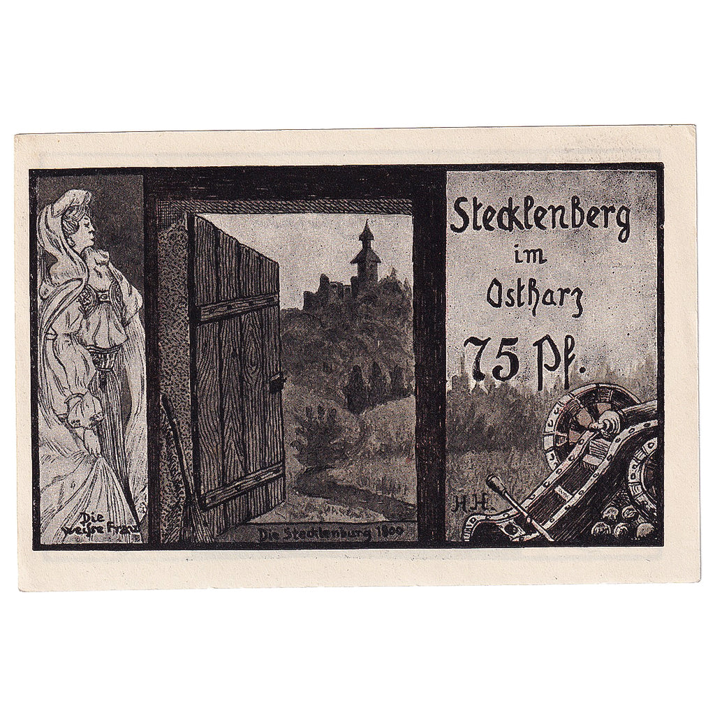 Geldschein, Deutschland, Stecklenberg, 75 Pfennig, Blason 1921, UNZ- Mehl:1258.3