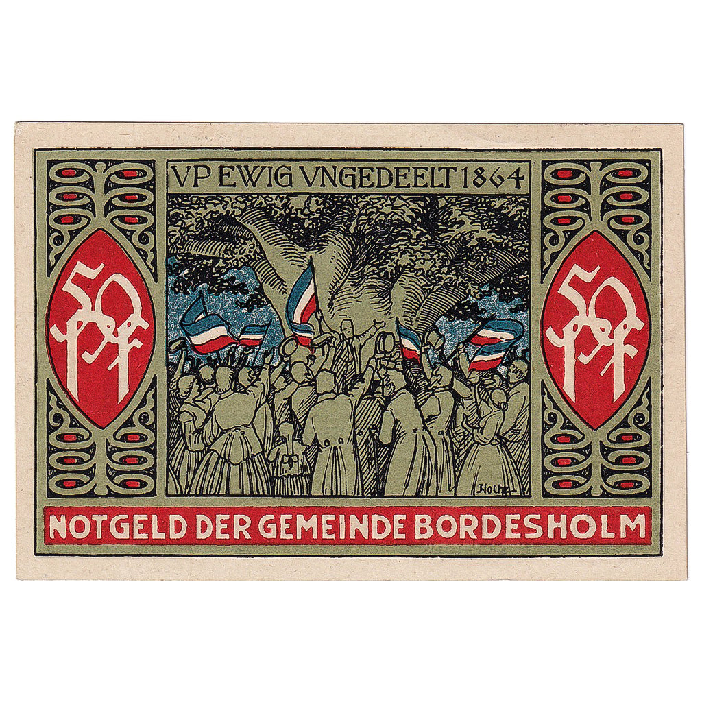 Banknot, Niemcy, Bordesholm, 50 Pfennig, drapeau 1921-12-31, UNC(63) Mehl:144.1