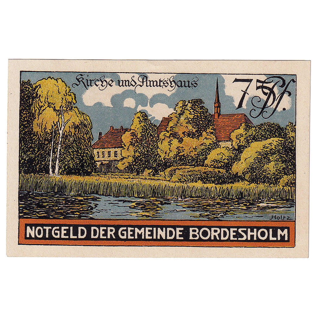 Geldschein, Deutschland, Bordesholm, 75 Pfennig, Forêt, 1921 UNZ- Mehl:144.2
