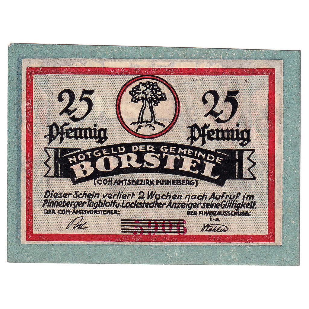 Banknot, Niemcy, Borstel, 25 Pfennig, Monument, 1921, UNC(63), Mehl:145.1