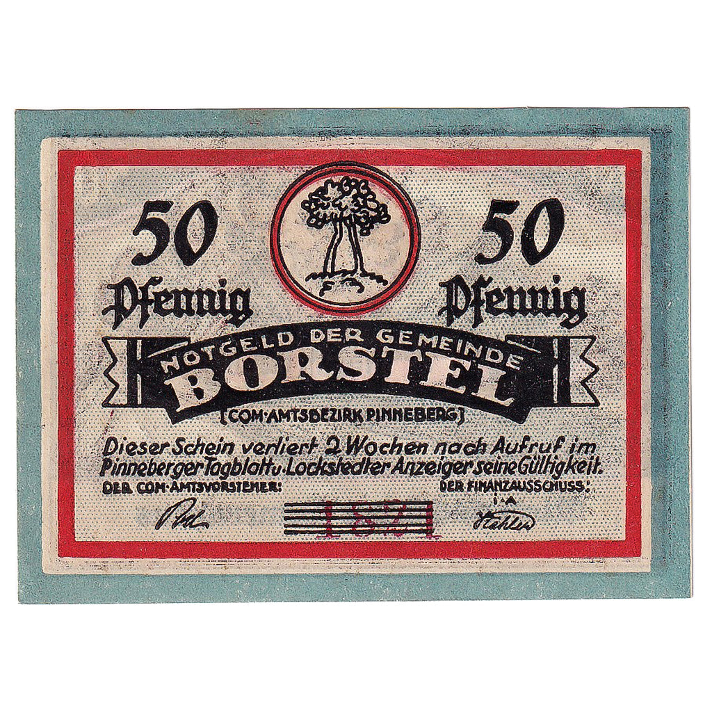 Banknot, Niemcy, Borstel, 50 Pfennig, champs, 1921, UNC(63), Mehl:145.1