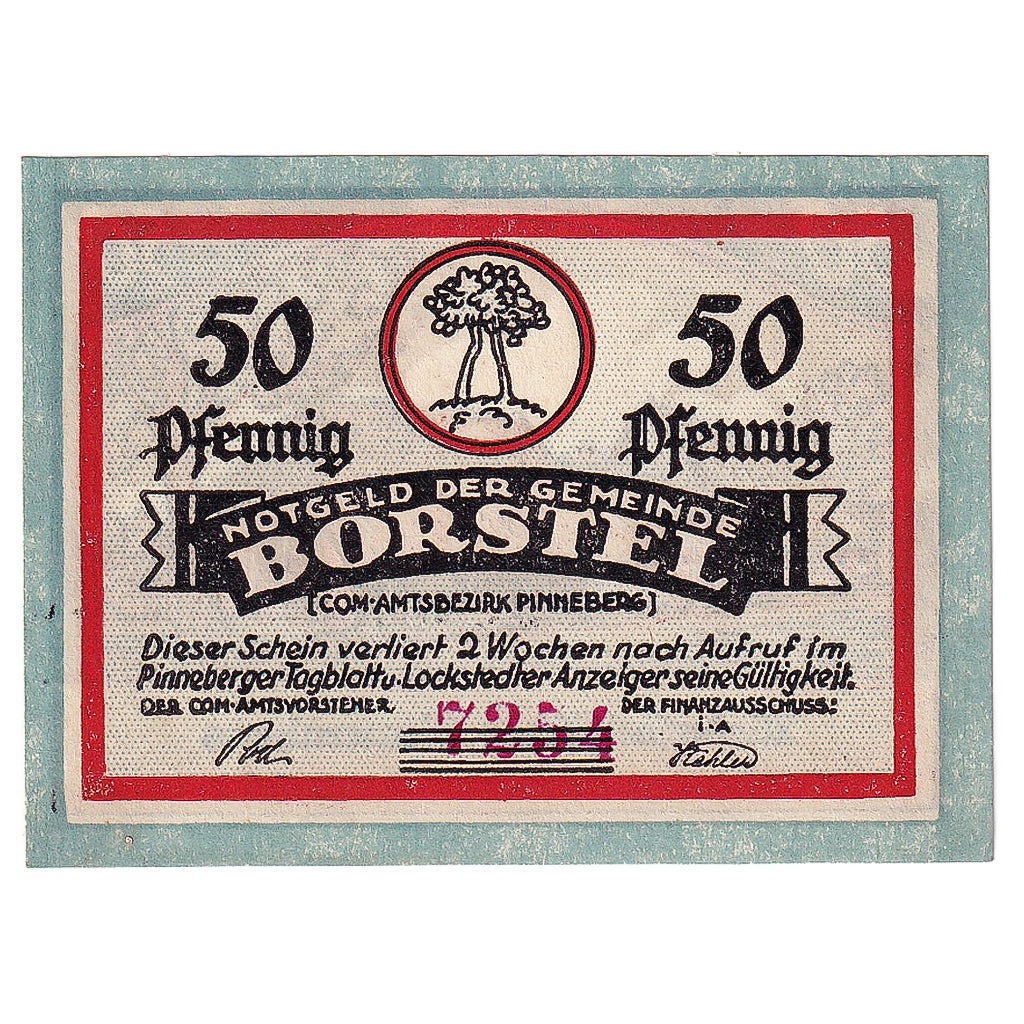 Banconote, Germania, Borstel, 50 Pfennig, grange, 1921, SPL, Mehl:145.1
