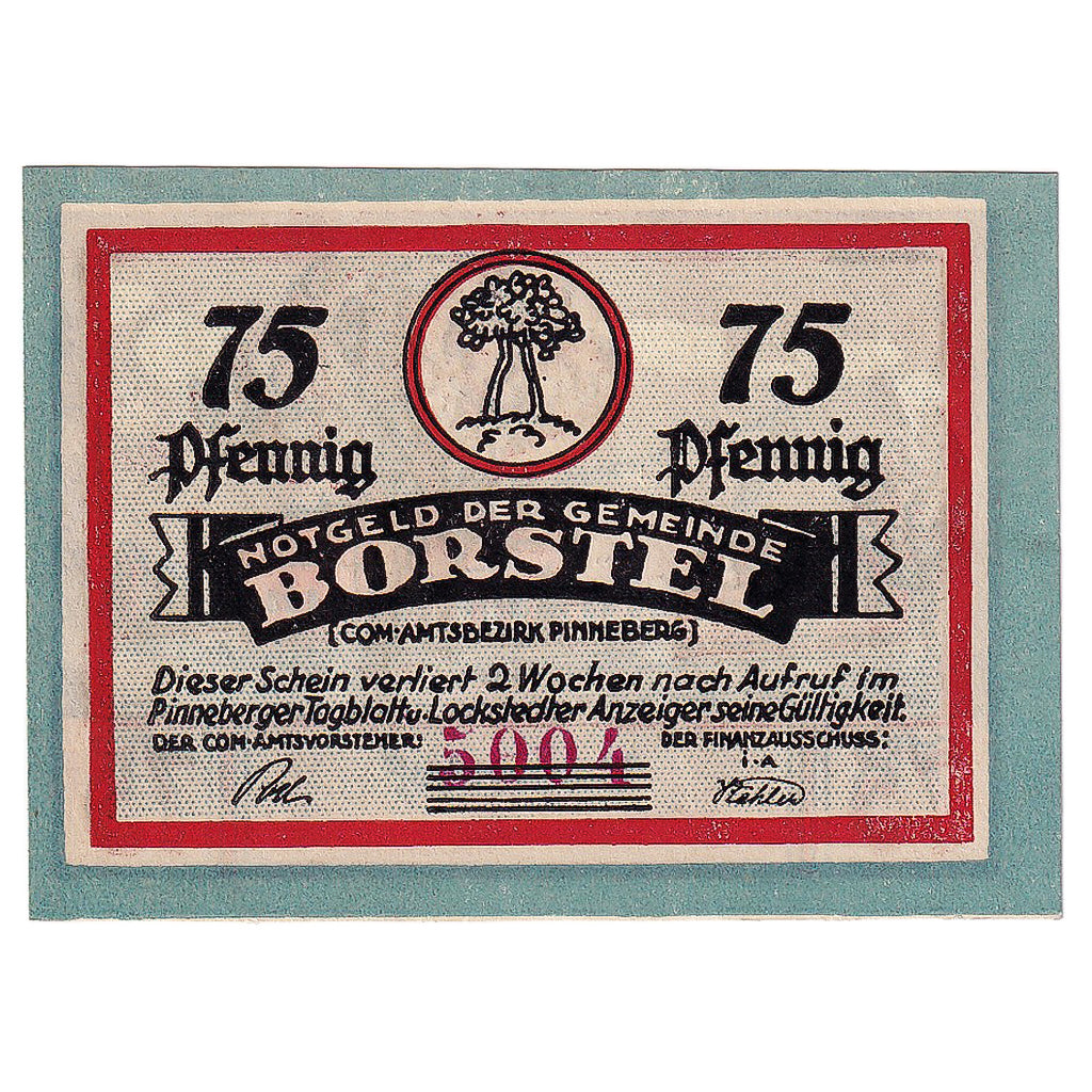 Geldschein, Deutschland, Borstel, 75 Pfennig, village, 1921, UNZ-, Mehl:145.1