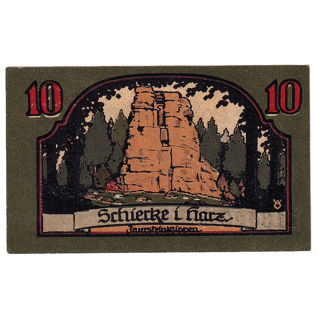 Geldschein, Deutschland, Schierke, 10 Pfennig, rocher 1921, UNZ- Mehl:1179.1a