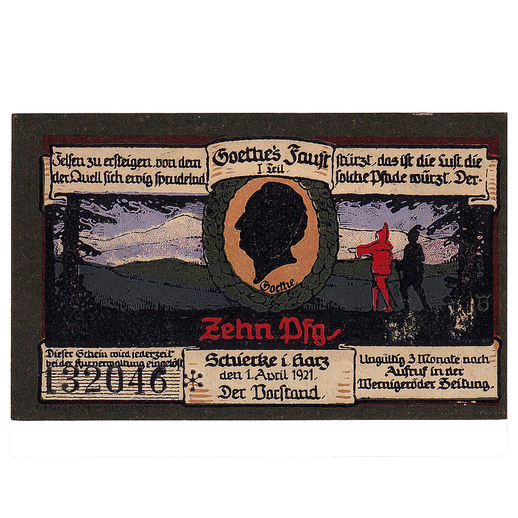 Banknot, Niemcy, Schierke, 10 Pfennig, paysage 1921-04-01, UNC(63) Mehl:1179.1a