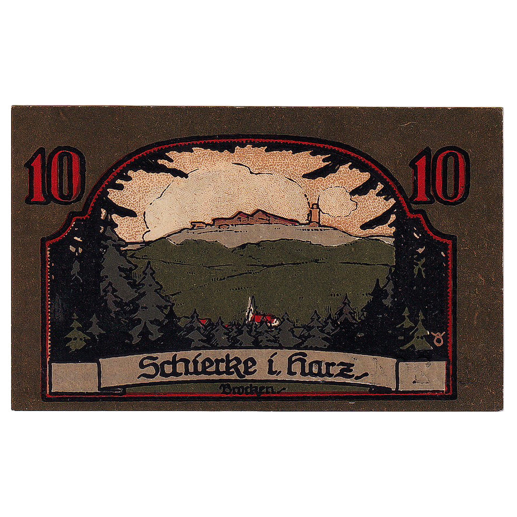 Banknot, Niemcy, Schierke, 10 Pfennig, paysage 1921-04-01, UNC(63) Mehl:1179.1a