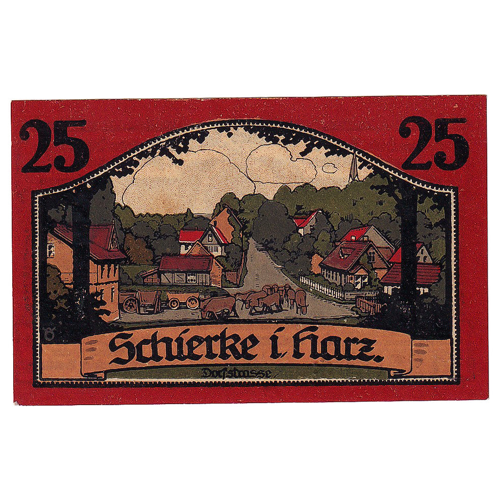 Banconote, Germania, Schierke, 25 Pfennig, village 1921-04-01, SPL Mehl:1179.1a