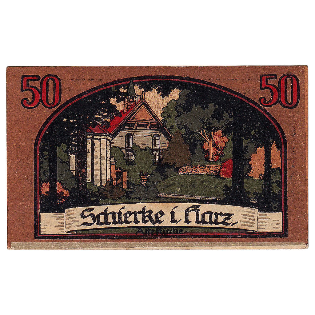 Geldschein, Deutschland, Schierke, 50 Pfennig, Maison 1921 UNZ- Mehl:1179.1a