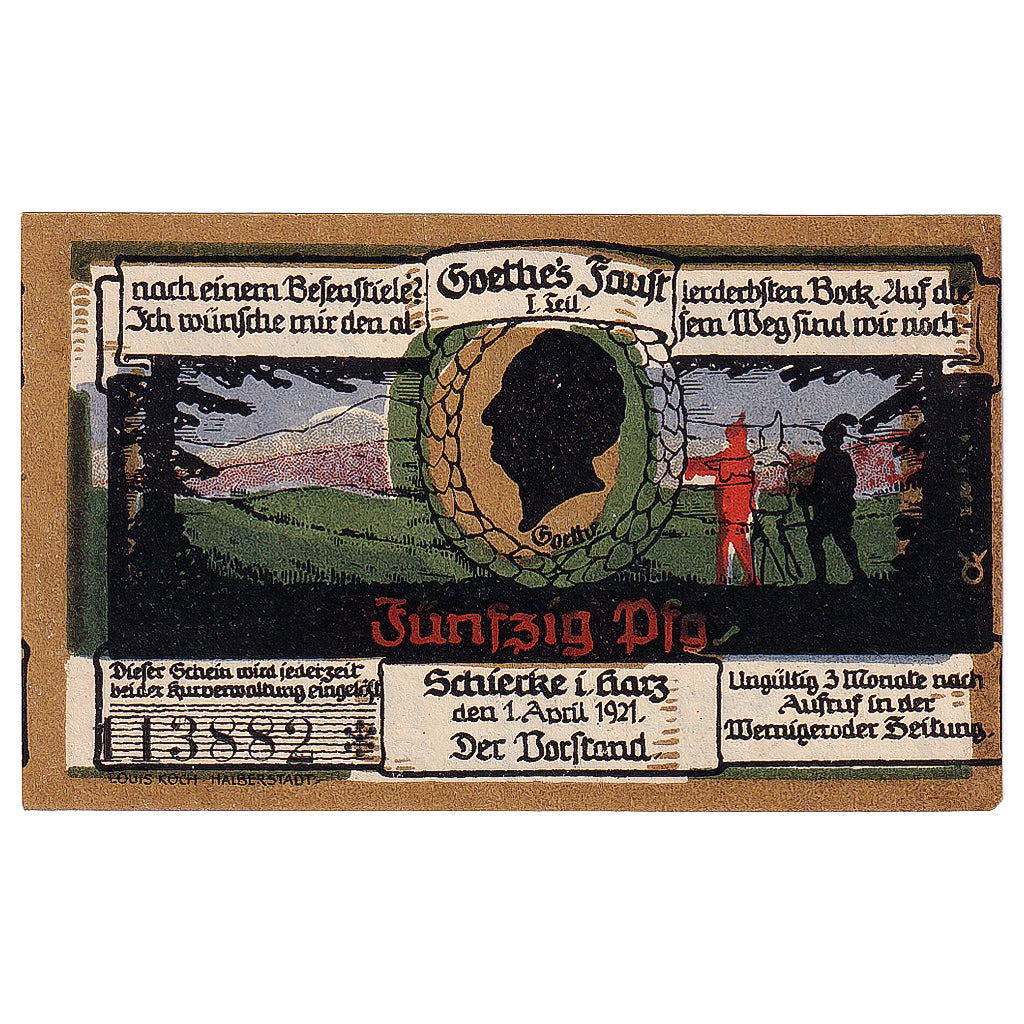 Banconote, Germania, Schierke, 50 Pfennig, Eglise 1921-04-01, SPL Mehl:1179.1a