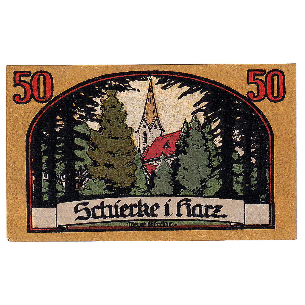 Banconote, Germania, Schierke, 50 Pfennig, Eglise 1921-04-01, SPL Mehl:1179.1a