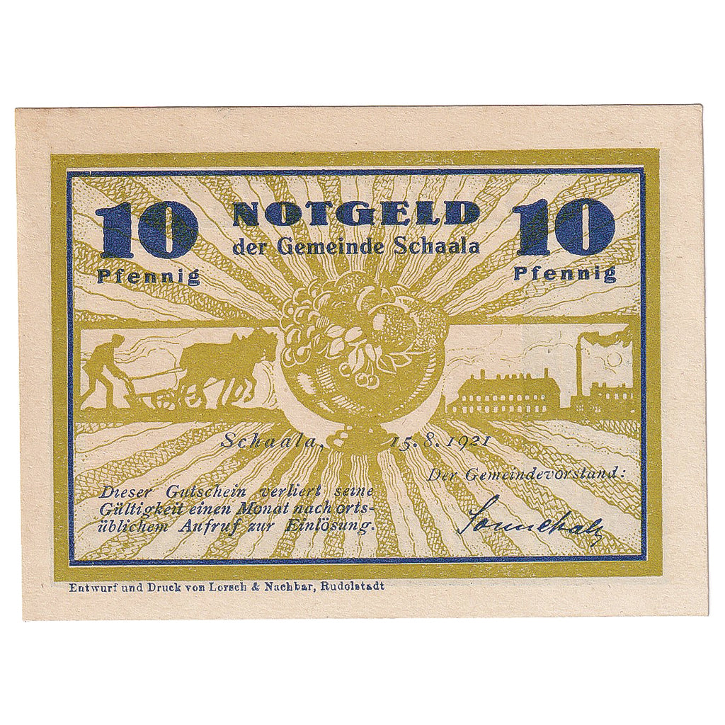 Geldschein, Deutschland, Schaala 10 Pfennig paysage 1921-08-15, UNZ- Mehl:1170.1
