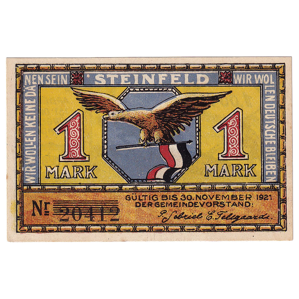 Geldschein, Deutschland, Steinfeld, 1 Mark, cheval 1921-11-30, UNZ- Mehl:1262.6