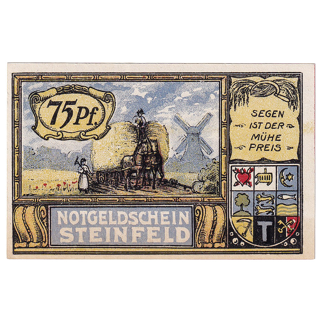 Geldschein, Deutschland, Steinfeld, 75 Pfennig, moulin, 1921, UNZ- Mehl:1262.6