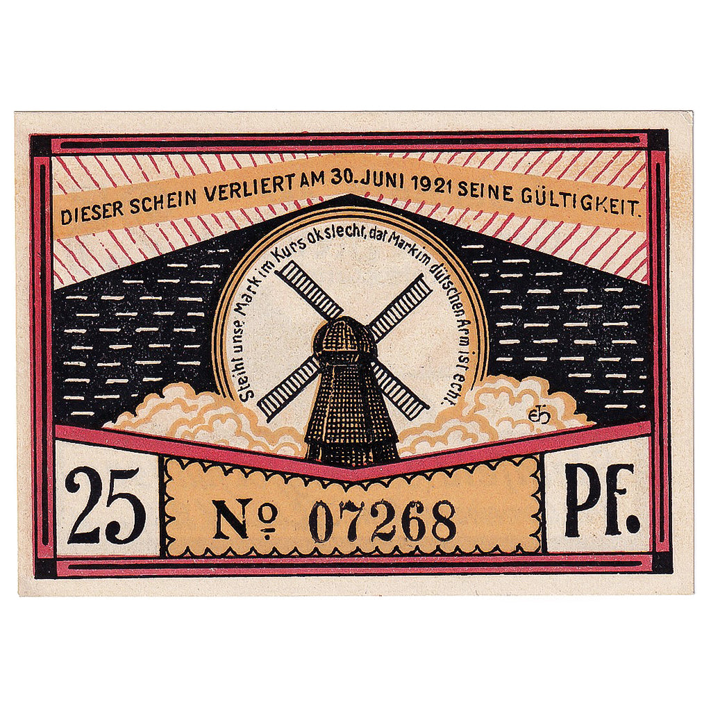 Billete, Alemania, Steinfeld, 25 Pfennig, champs 1921-06-30, SC Mehl:1262.4