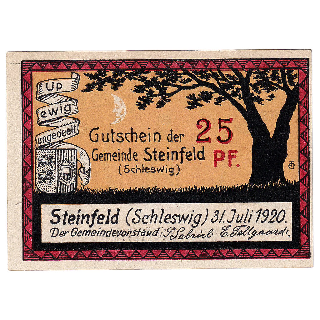 Banknot, Niemcy, Steinfeld, 25 Pfennig, arbre, 1921, UNC(63) Mehl:1262.4
