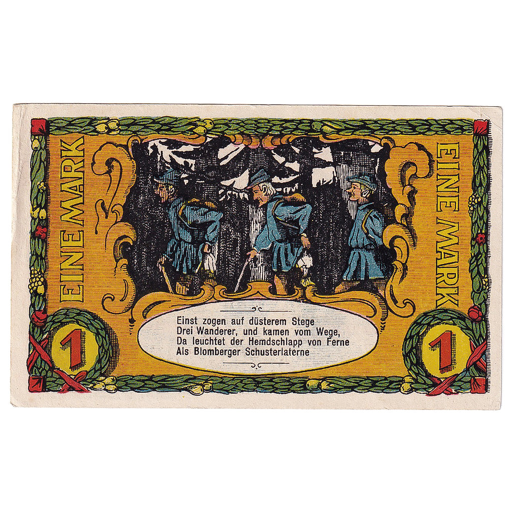Banconote, Germania, Blomberg, 1 Mark, personnage, 1921, SPL, Mehl:122.2a