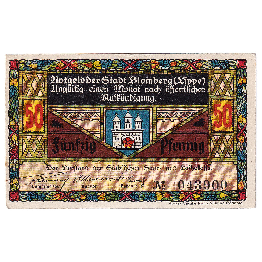 Geldschein, Deutschland, Blomberg, 50 Pfennig, mairie, 1921, UNZ-, Mehl:122.1a