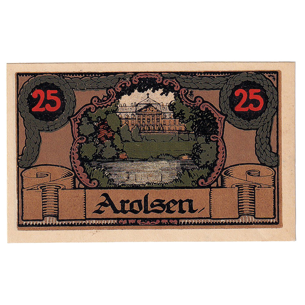 Geldschein, Deutschland, Arolsen, 25 Pfennig, château, 1921, UNZ-, Mehl:44.1a