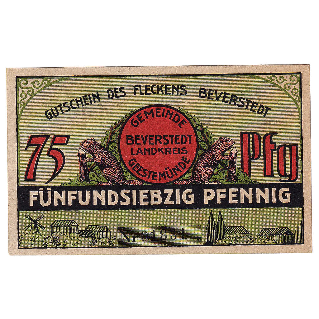 Banknot, Niemcy, Beverstedt, 75 Pfennig, personnage 1922-01-15 UNC(63) Mehl:98.1