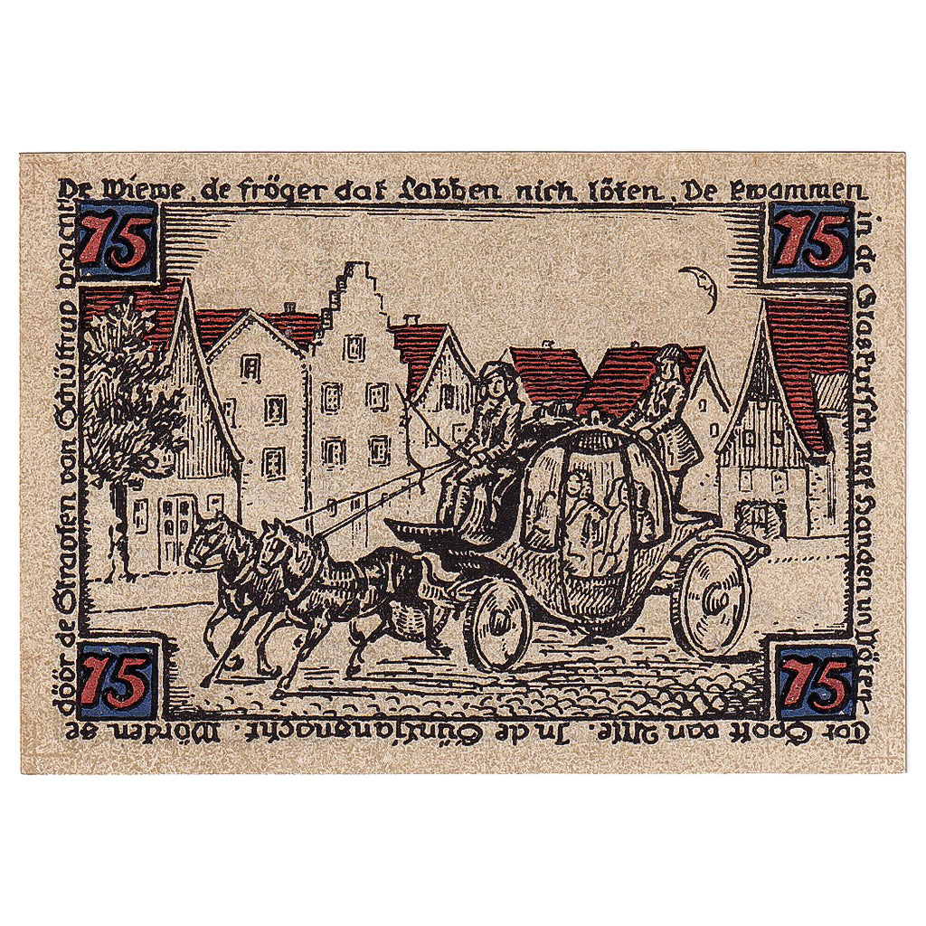 Geldschein, Deutschland, Schuttorf, 75 Pfennig, Eglise 1921 UNZ- Mehl:1202.1