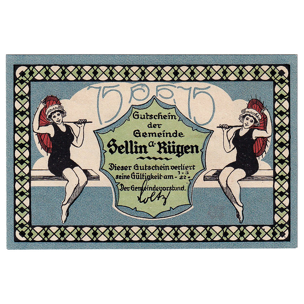 Geldschein, Deutschland, Sellin a Rügen, 75 Pfennig, Port, 1922 UNZ- Mehl:1219.1