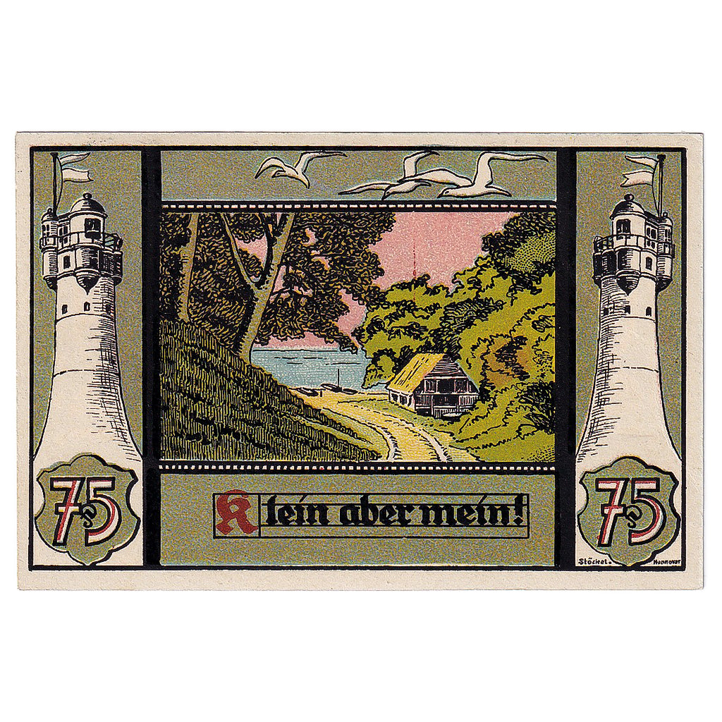 Banknot, Niemcy, Sellin a Rügen, 75 Pfennig, paysage, 1922 SPL Mehl:1219.1