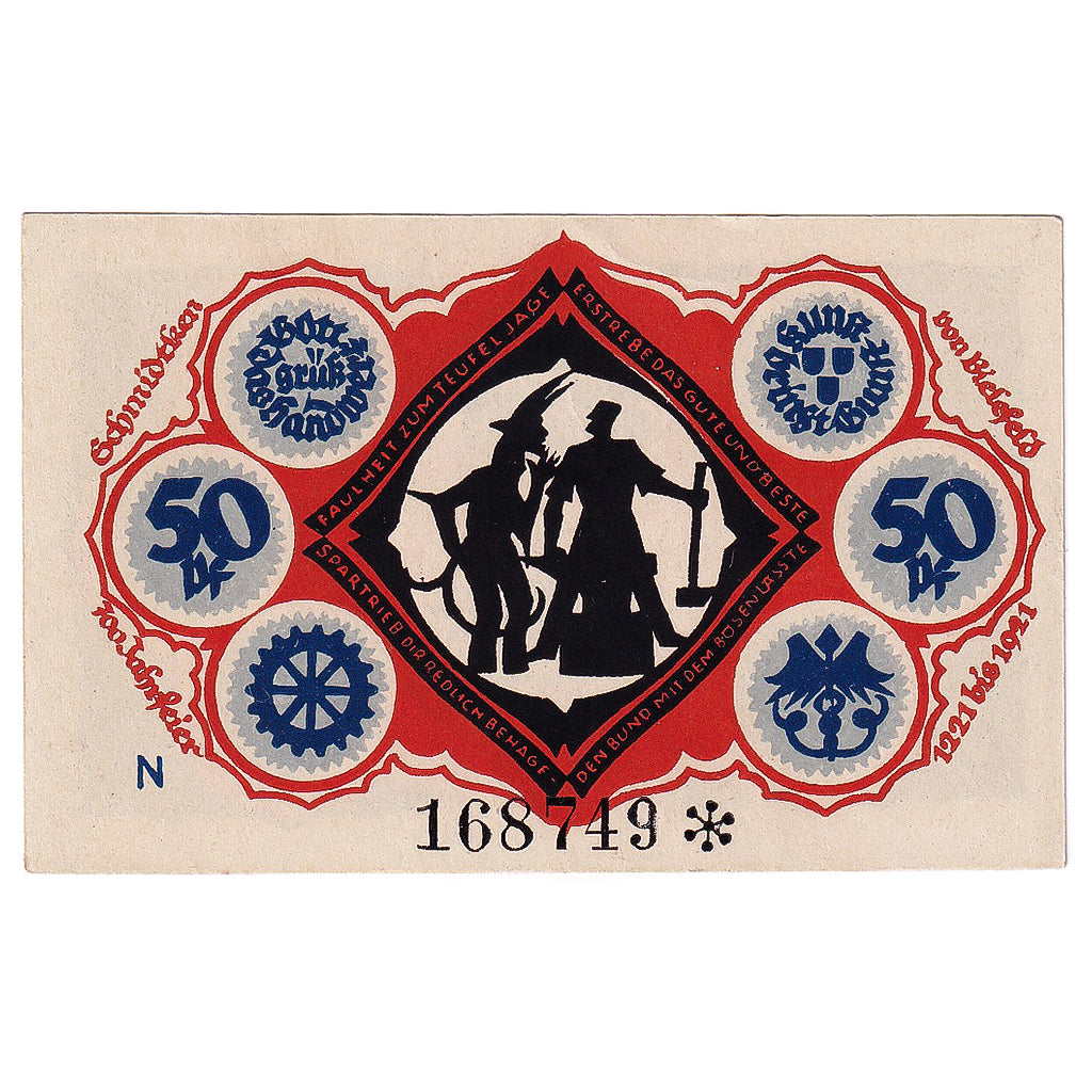Banknot, Niemcy, Bielefeld, 50 Pfennig, personnage 1921-05-15 UNC(63) Mehl:103.5