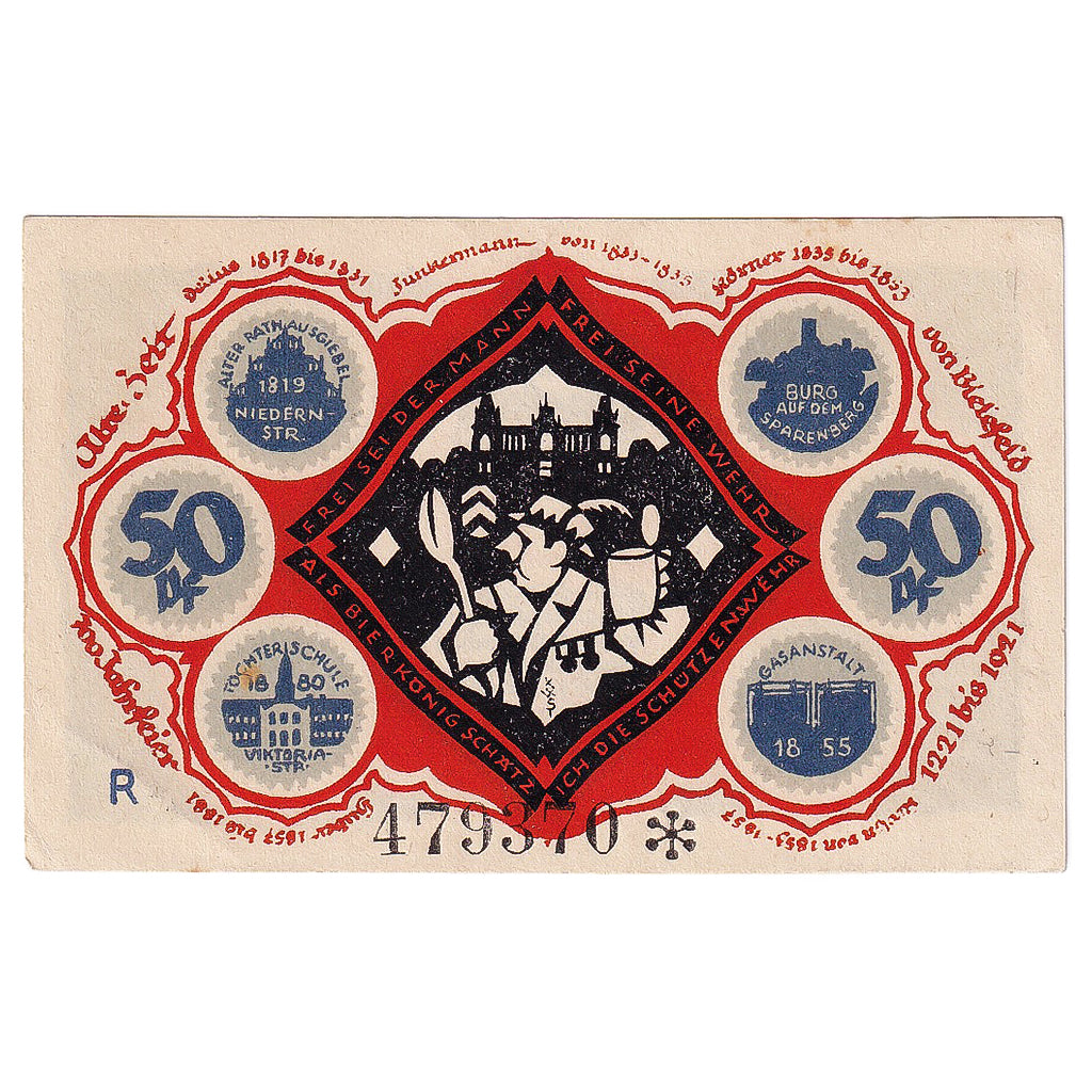 Banknot, Niemcy, Bielefeld, 50 Pfennig, personnage 1, 1921 UNC(63) Mehl:103.5