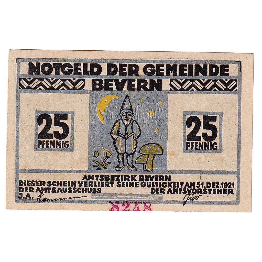 Banconote, Germania, Bevern, 25 Pfennig, nuit, 1921, 1921-12-31, SPL, Mehl:97.1a