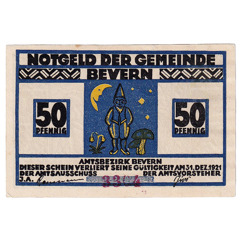 Banconote, Germania, Bevern, 50 Pfennig, champs 1921-12-31, SPL Mehl:97.1a