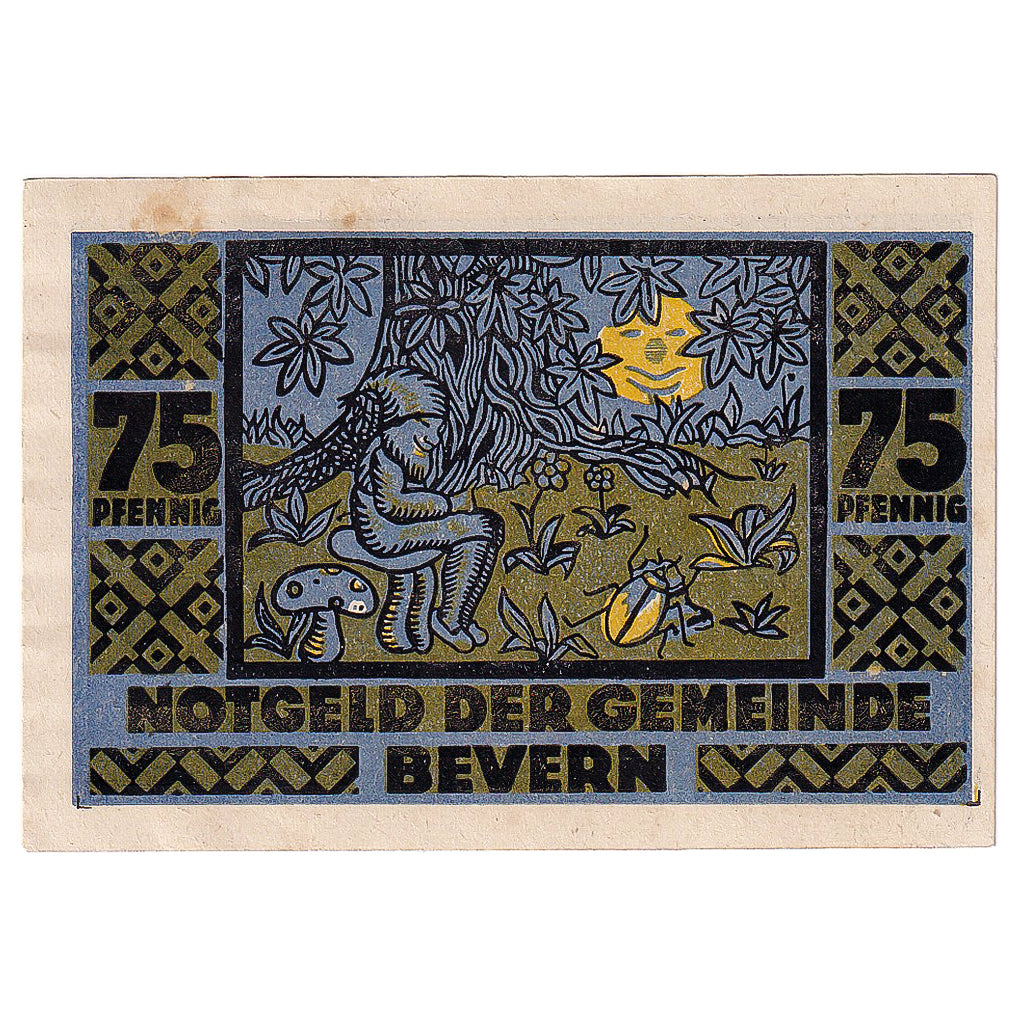 Nota, Alemanha, Bevern, 75 Pfennig, lutin, 1921, 1921-12-31, UNC(63), Mehl:97.1a