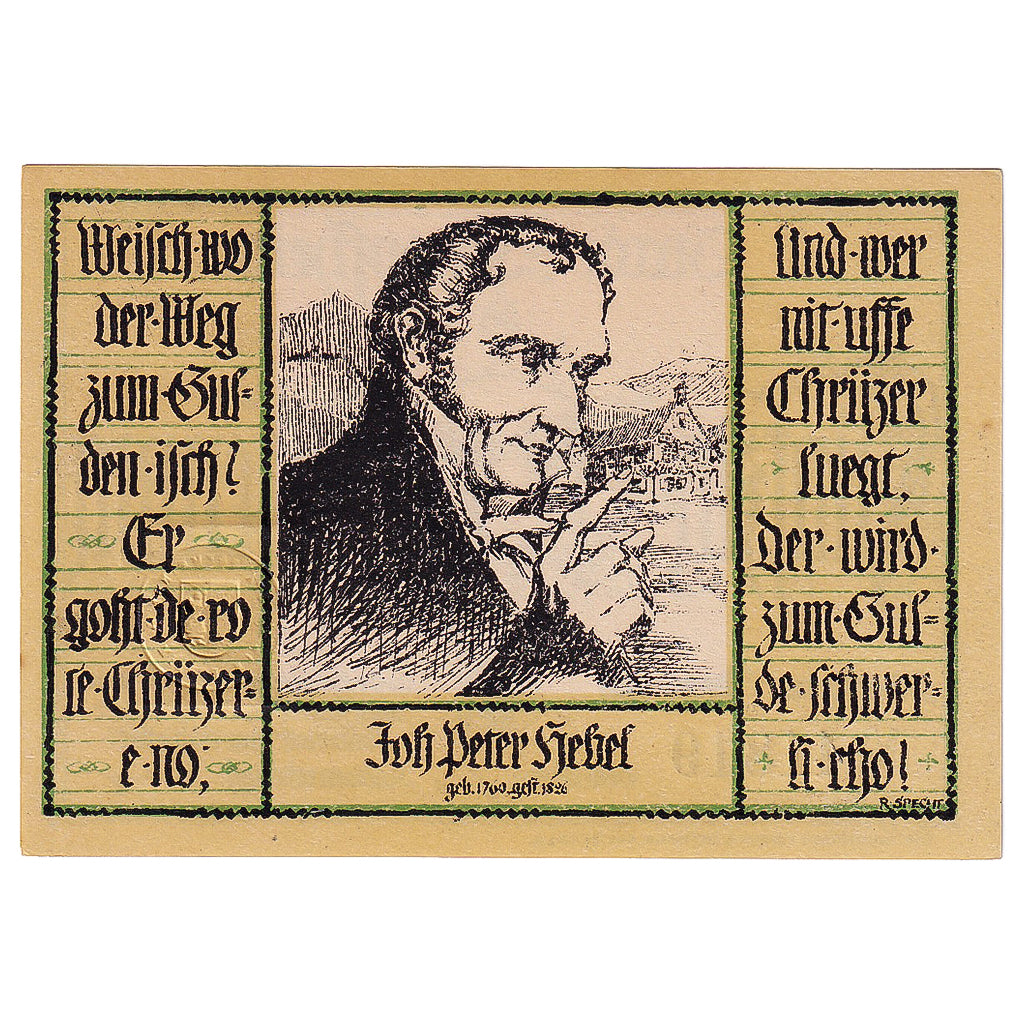 Banconote, Germania, Schopfheim, 50 Pfennig, portrait 1921-04-01 SPL Mehl:1201.1
