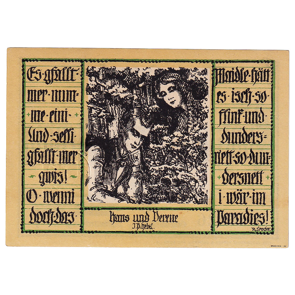 Banknot, Niemcy, Schopfheim, 50 Pfennig, personnage, 1921 UNC(63) Mehl:1201.1