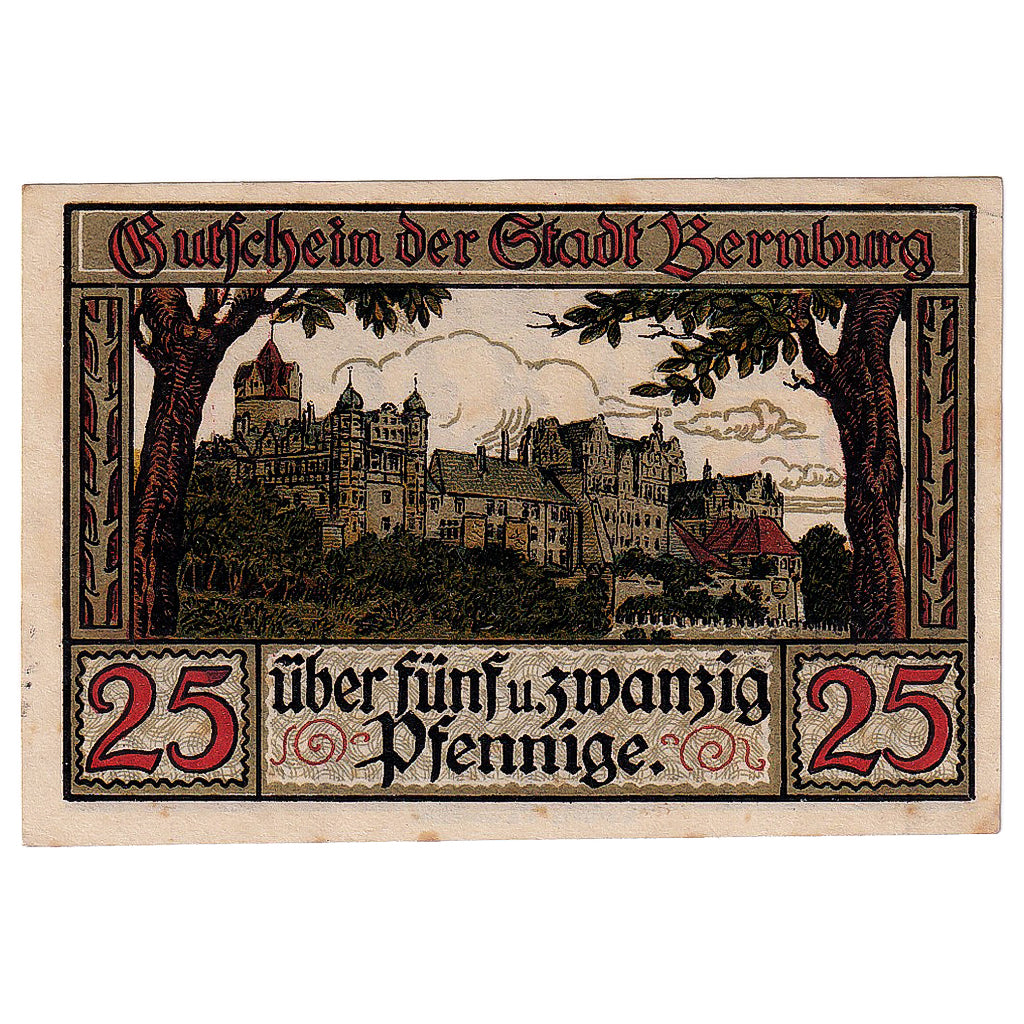 Geldschein, Deutschland, Bernburg, 25 Pfennig, château, 1921, VZ, Mehl:95.2a