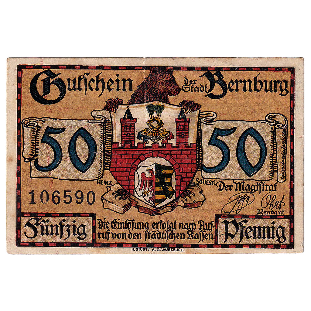 Banconote, Germania, Bernburg, 50 Pfennig, mairie, 1921, SPL-, Mehl:95.2a