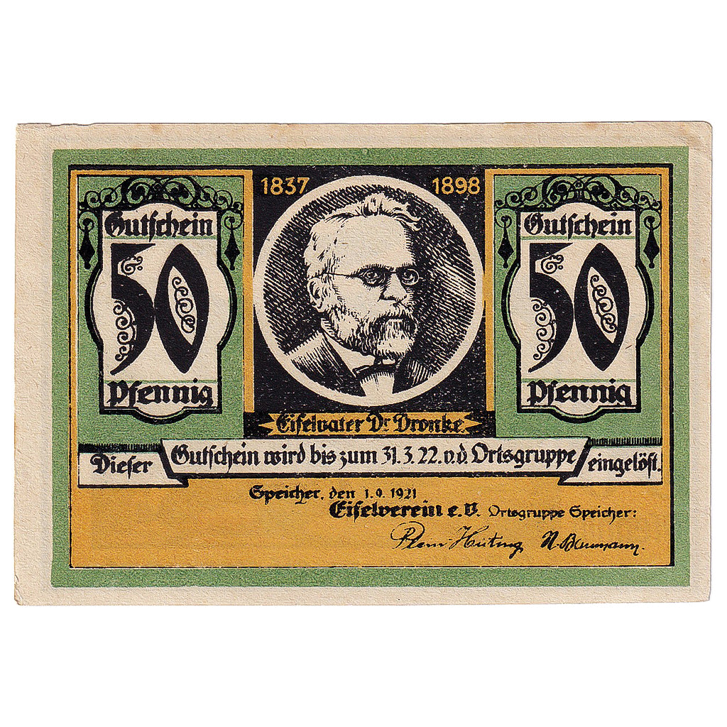 Banknot, Niemcy, Speicher, 50 Pfennig, ruine 1922-03-31, AU(55-58) Mehl:1248.1