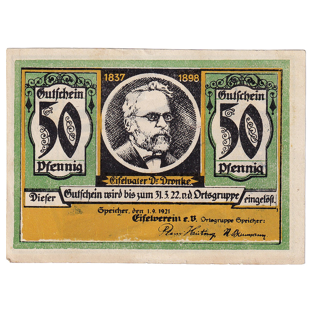 Banknot, Niemcy, Speicher, 50 Pfennig, Rivière 1922-03-31, UNC(63) Mehl:1248.1