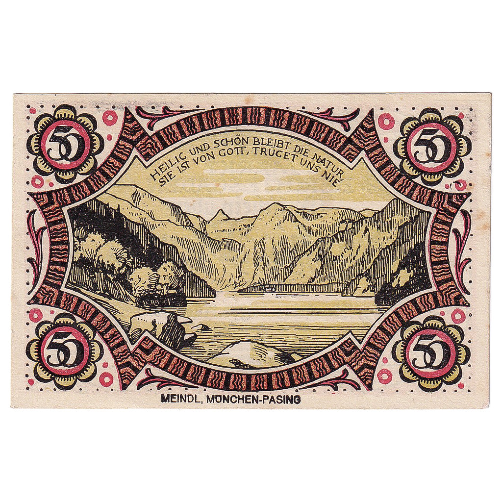 Banconote, Germania, Berchtesgaden, 50 Pfennig, montagne, 1920 SPL Mehl:76.2