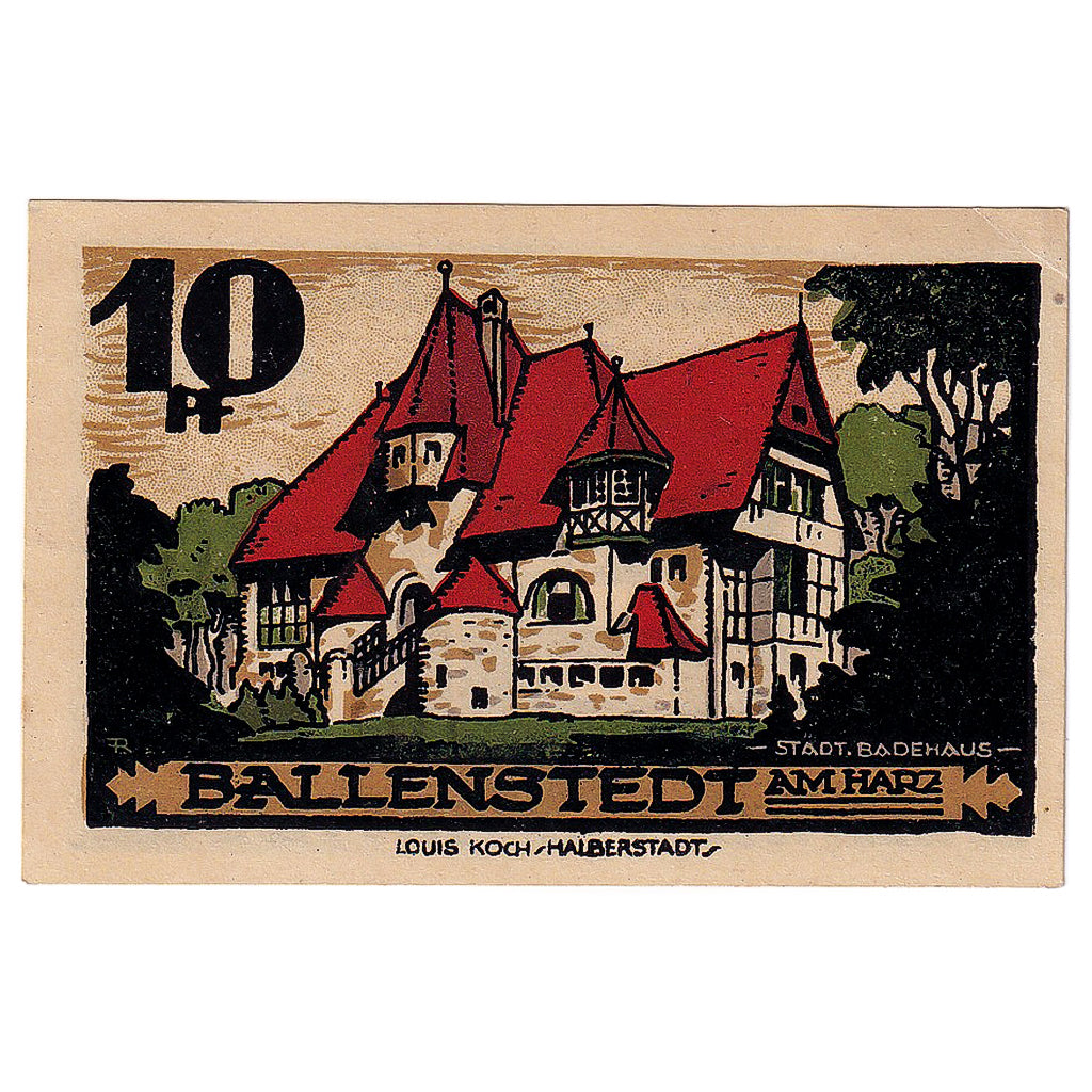 Banknot, Niemcy, Ballenstedt, 10 Pfennig, Blason 1921-03-22, UNC(63) Mehl:61.3