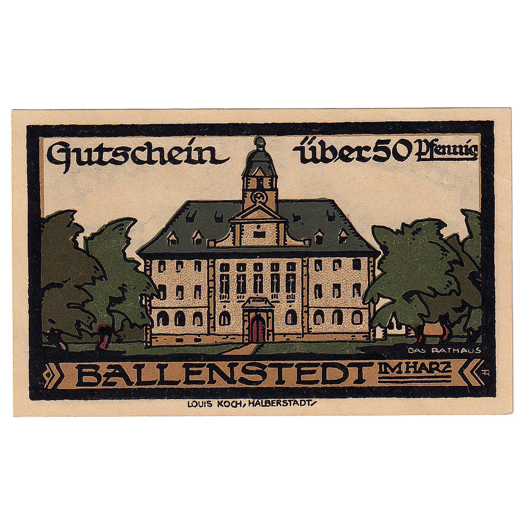 Banconote, Germania, Ballenstedt, 50 Pfennig, château 1921-03-22, SPL Mehl:61.3